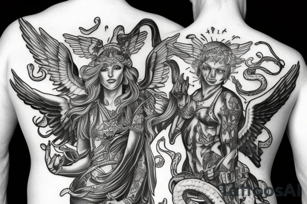 Archangel Michael and snake tattoo idea
