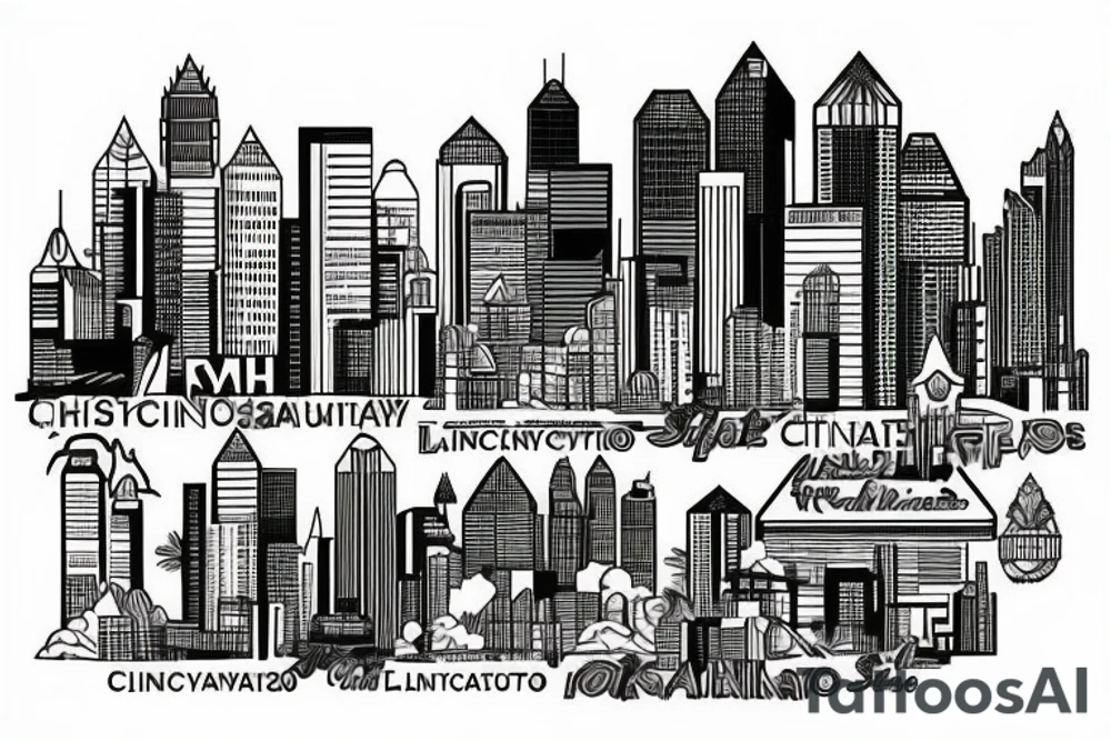 Rocky Mountains Chicano skyline Cincinnati Fort Lauderdale tattoo idea