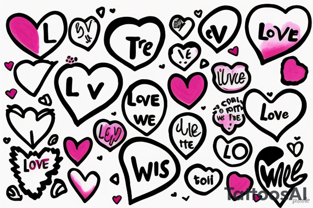 “Love will trae us apart” in a pop bubblegum font tattoo idea