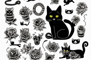 A black cat smoking a joint tattoo idea