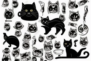 A black cat smoking a joint tattoo idea
