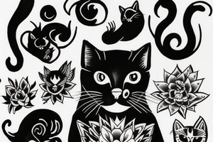 A black cat smoking a joint tattoo idea