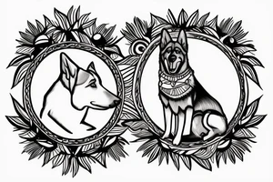a german shepherd with a moon on a hill tattoo idea