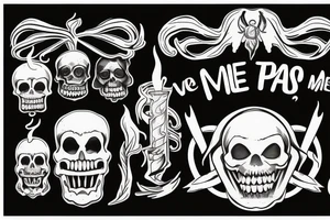 burning wax candle with memento mori as flame and text "this too will pass" printed on the side tattoo idea