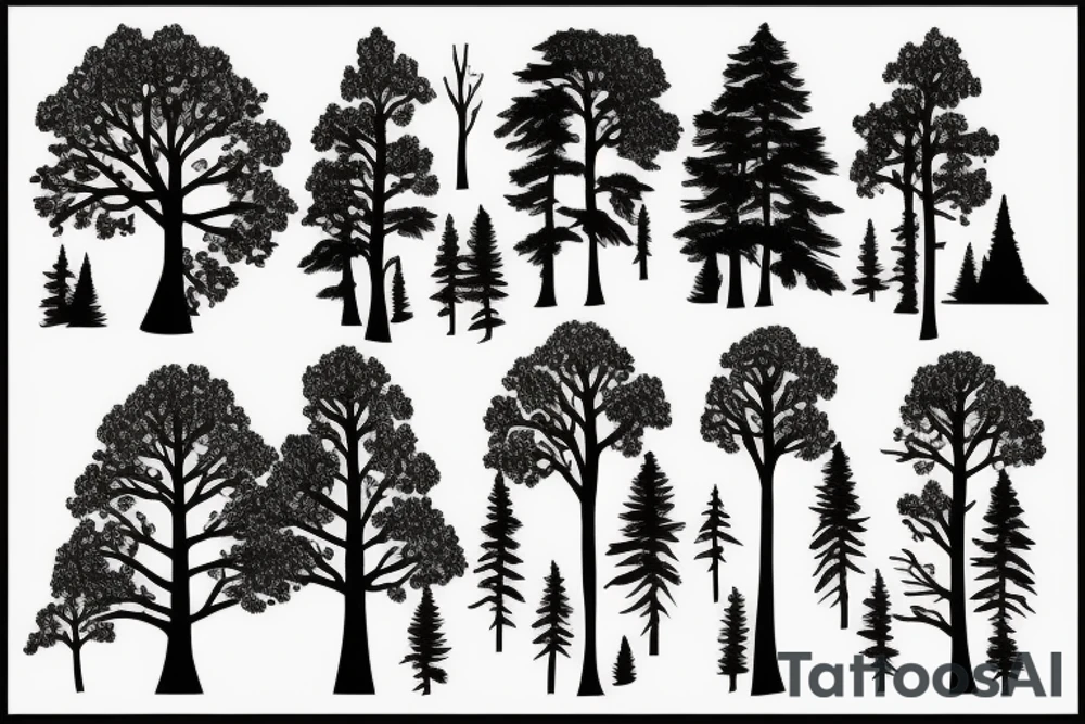 Mountains trees and lake tattoo idea