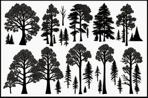 Mountains trees and lake tattoo idea