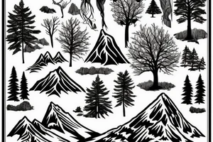 Mountains trees and lake tattoo idea