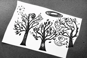 Tree with space words on the trunk tattoo idea