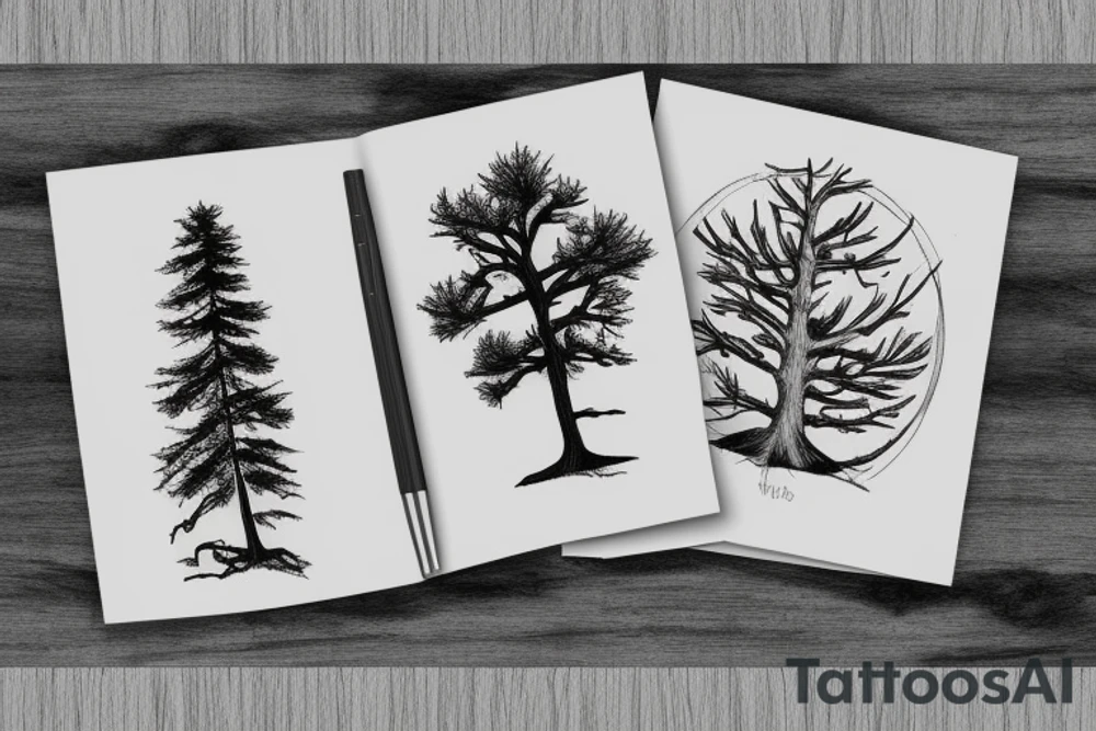 Pine Tree with words on the trunk tattoo idea