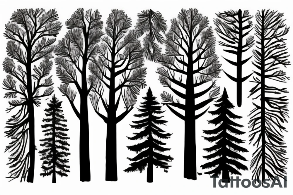 Pine Tree with words on the trunk tattoo idea