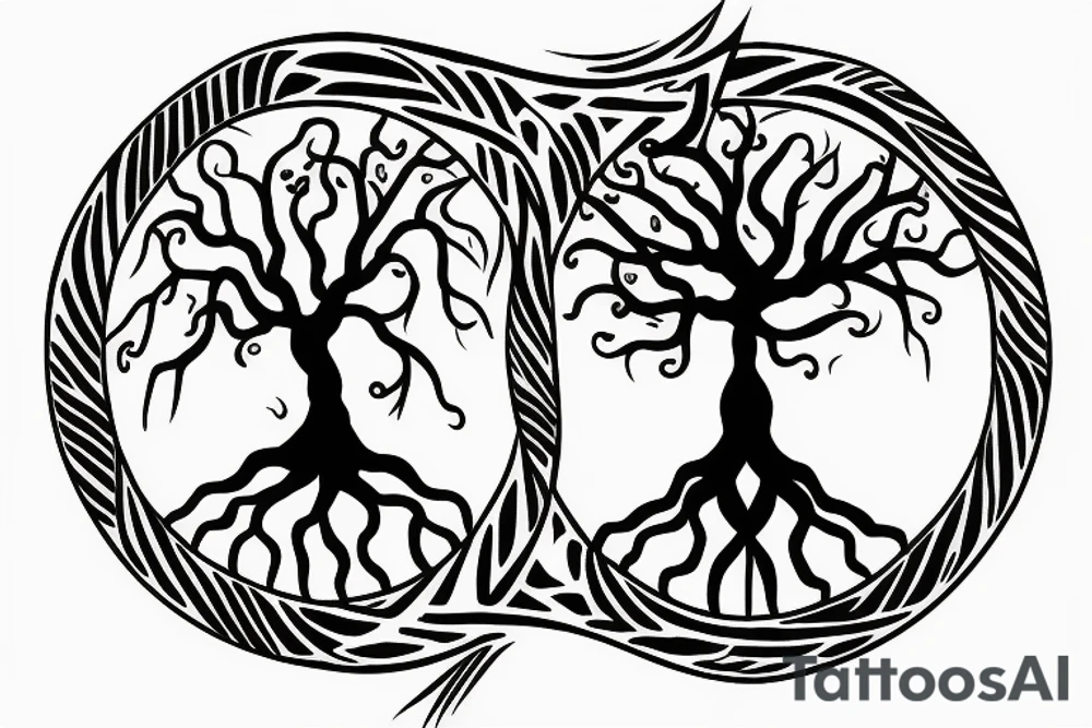 Tree of life, trident tattoo idea