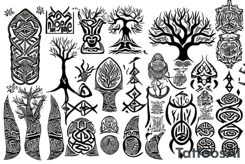 Tree of life, trident tattoo idea