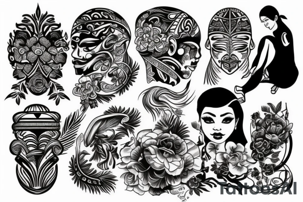 Traditional mixed filipino style tattoo idea