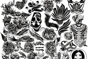 Black and White
 mixed filipino style tattoo idea