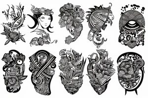 Black and White
 mixed filipino style tattoo idea