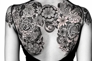 Create a realistic tattoo with delicate flowers on woman's ribs tattoo idea