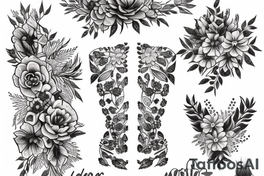 Create a small realistic tattoo with delicate flowers on woman's ribs tattoo idea