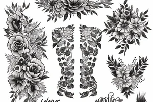 Create a small realistic tattoo with delicate flowers on woman's ribs tattoo idea