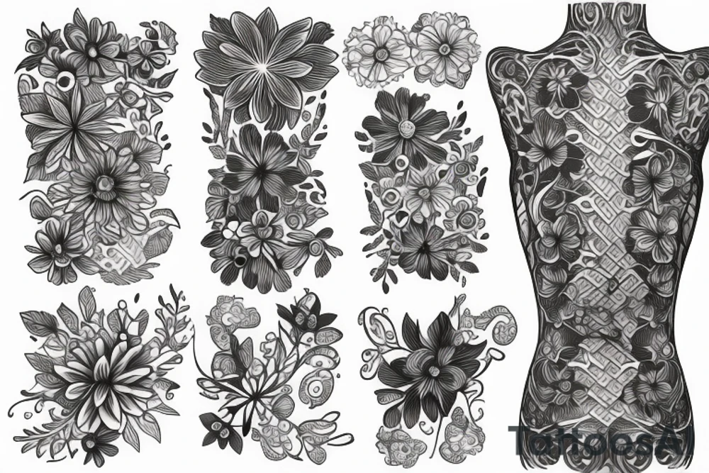 Create a small realistic tattoo with delicate flowers on woman's ribs tattoo idea