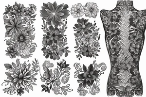 Create a small realistic tattoo with delicate flowers on woman's ribs tattoo idea