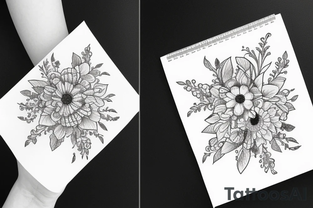 Create a small realistic tattoo with delicate flowers tattoo idea