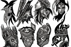 Black&gray samoray warrior tattoo idea