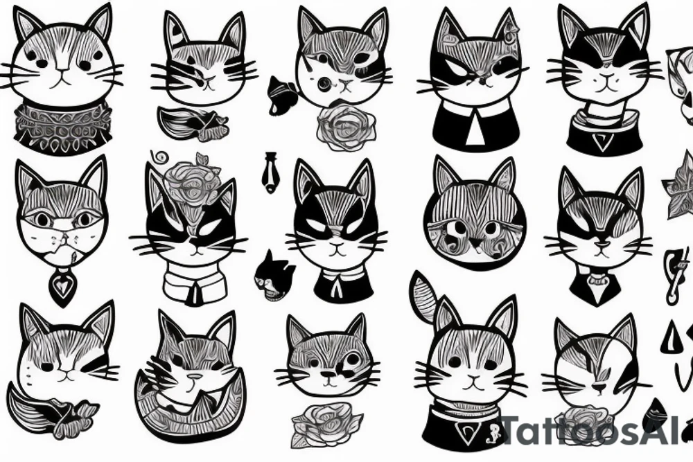 cat double head tattoo idea