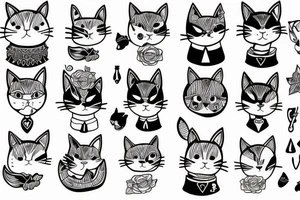 cat double head tattoo idea