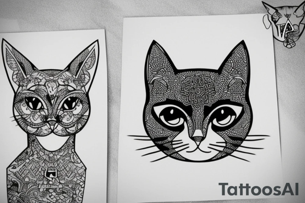 cat double head tattoo idea
