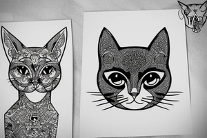 cat double head tattoo idea