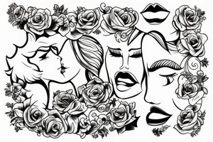 two woman kissing tattoo idea