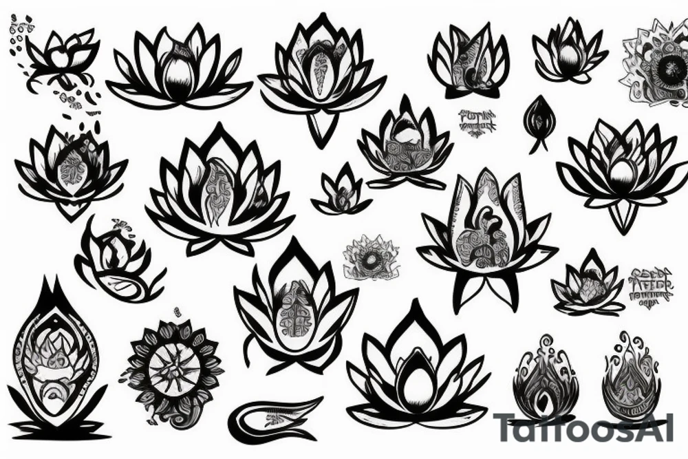 Lotus flower with name on it and shiva trisule tattoo idea