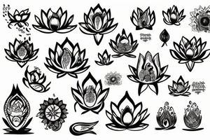 Lotus flower with name on it and shiva trisule tattoo idea