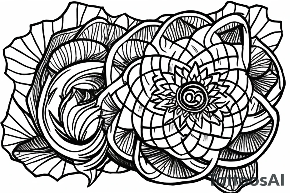 Lotus flower trident  sangam name tattoo idea
