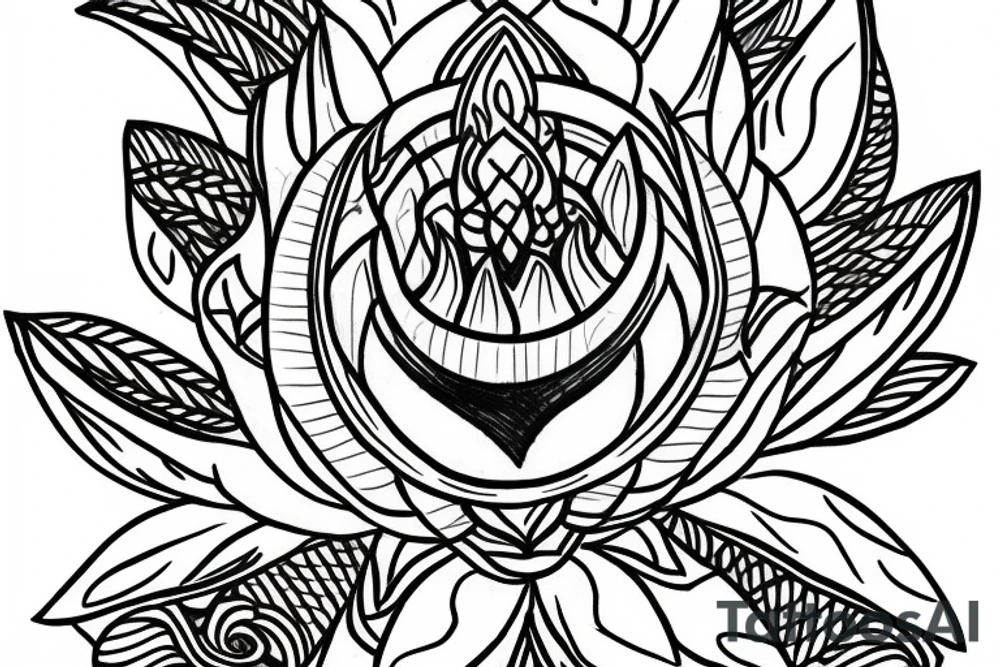 Lotus flower trident  sangam name tattoo idea