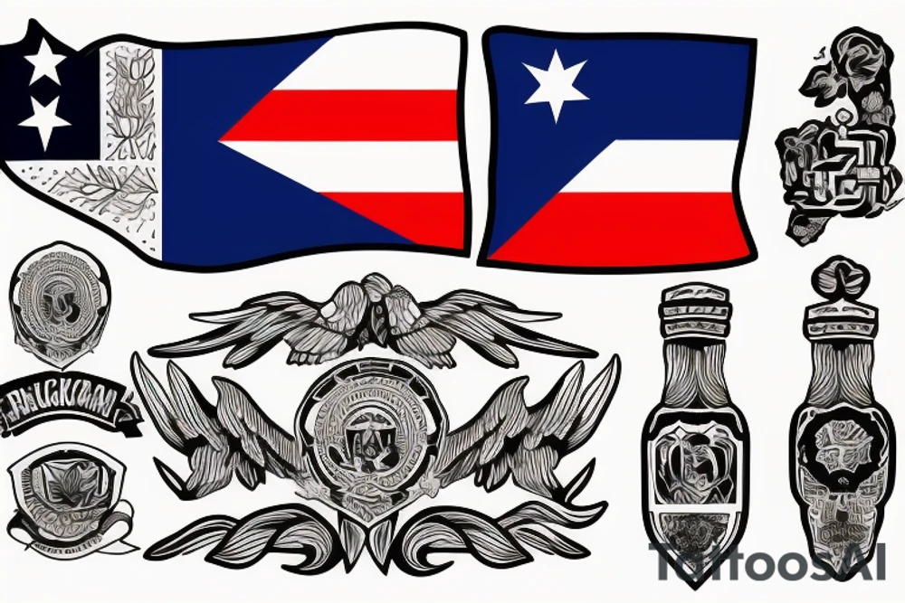 Puerto Rican Flag and Nicaraguan Flag tattoo idea