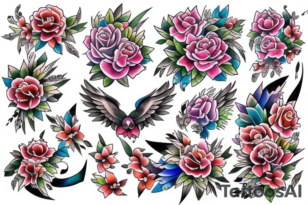 watercolor tattoo mix with filipino style tattoo idea
