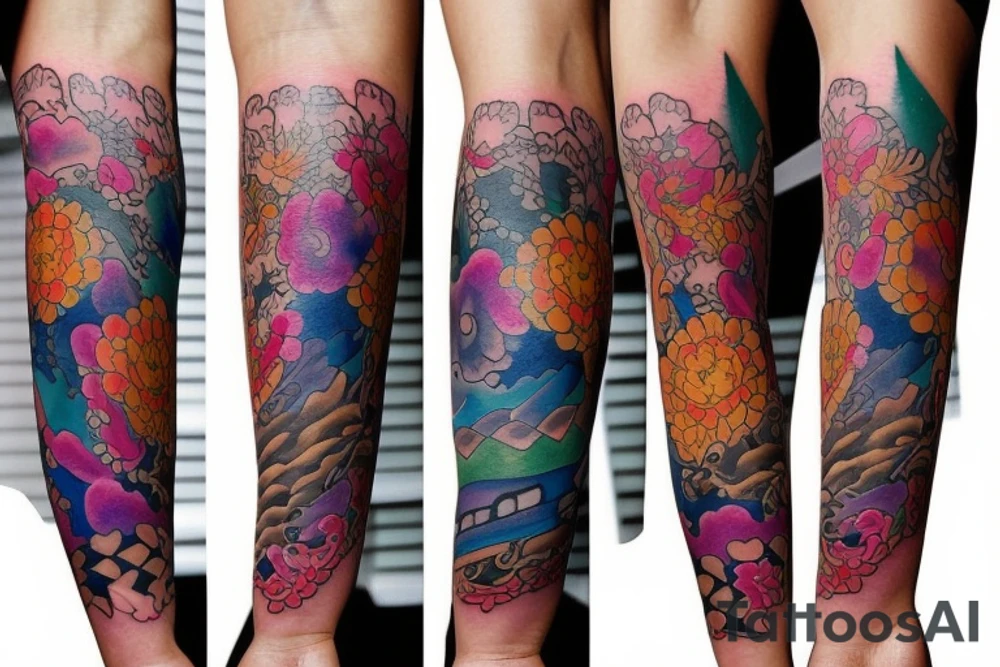 watercolor tattoo mix with filipino style tattoo idea