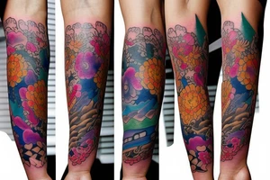 watercolor tattoo mix with filipino style tattoo idea