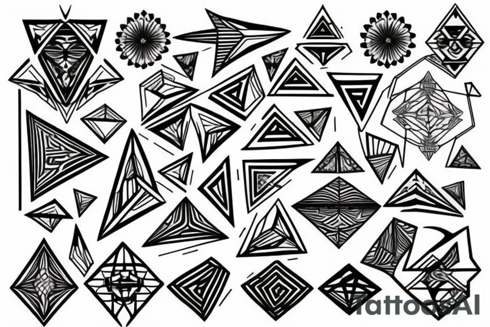 lines and geometry tattoo mixed with filipino tattoo idea