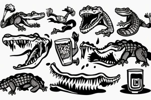 crocodile holding a beer tattoo idea