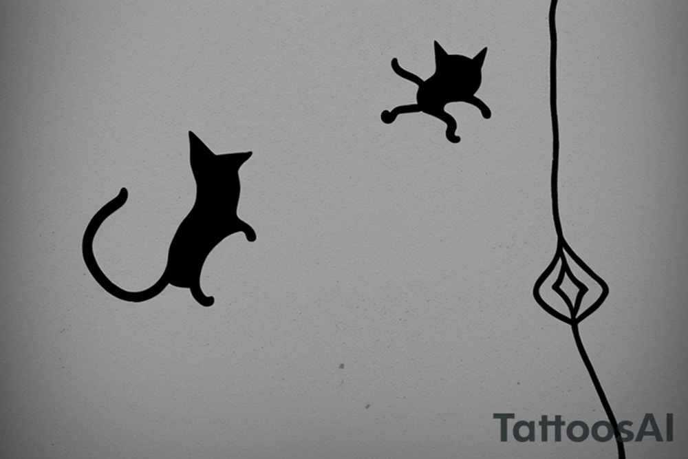A cat flying in desert on a kite tattoo idea