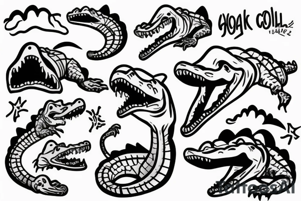 crocodile wearing hoodie tattoo idea