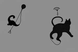A cat flying in desert on a kite tattoo idea