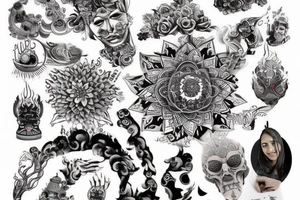 Mention the words"बल बुद्धिविद्या देहु मोहिं, हरहु कलेश विकार ॥" and design in a creative way tattoo idea