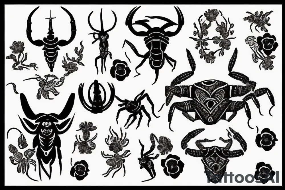 Taurus and scorpion tattoo idea