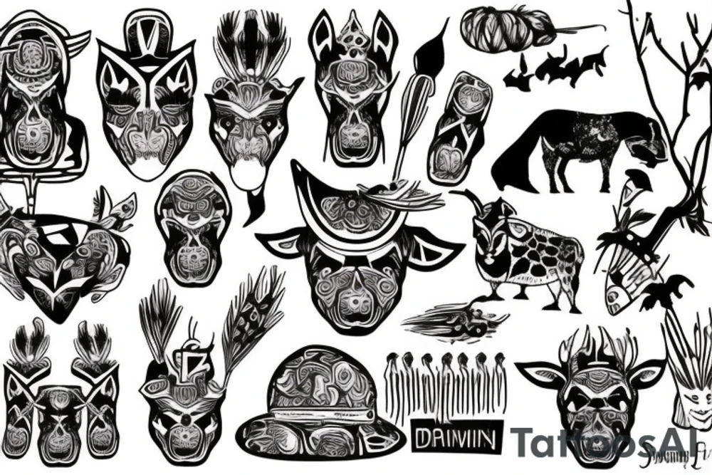 City drawing and country farm infused tattoo tattoo idea