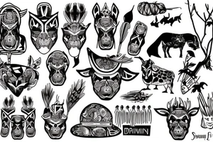 City drawing and country farm infused tattoo tattoo idea