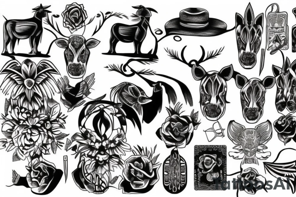 City drawing and country farm infused tattoo tattoo idea