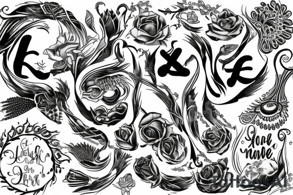 include my wife's name - Syamala. Include dates of 12/17, 5/3 11/11 tattoo idea